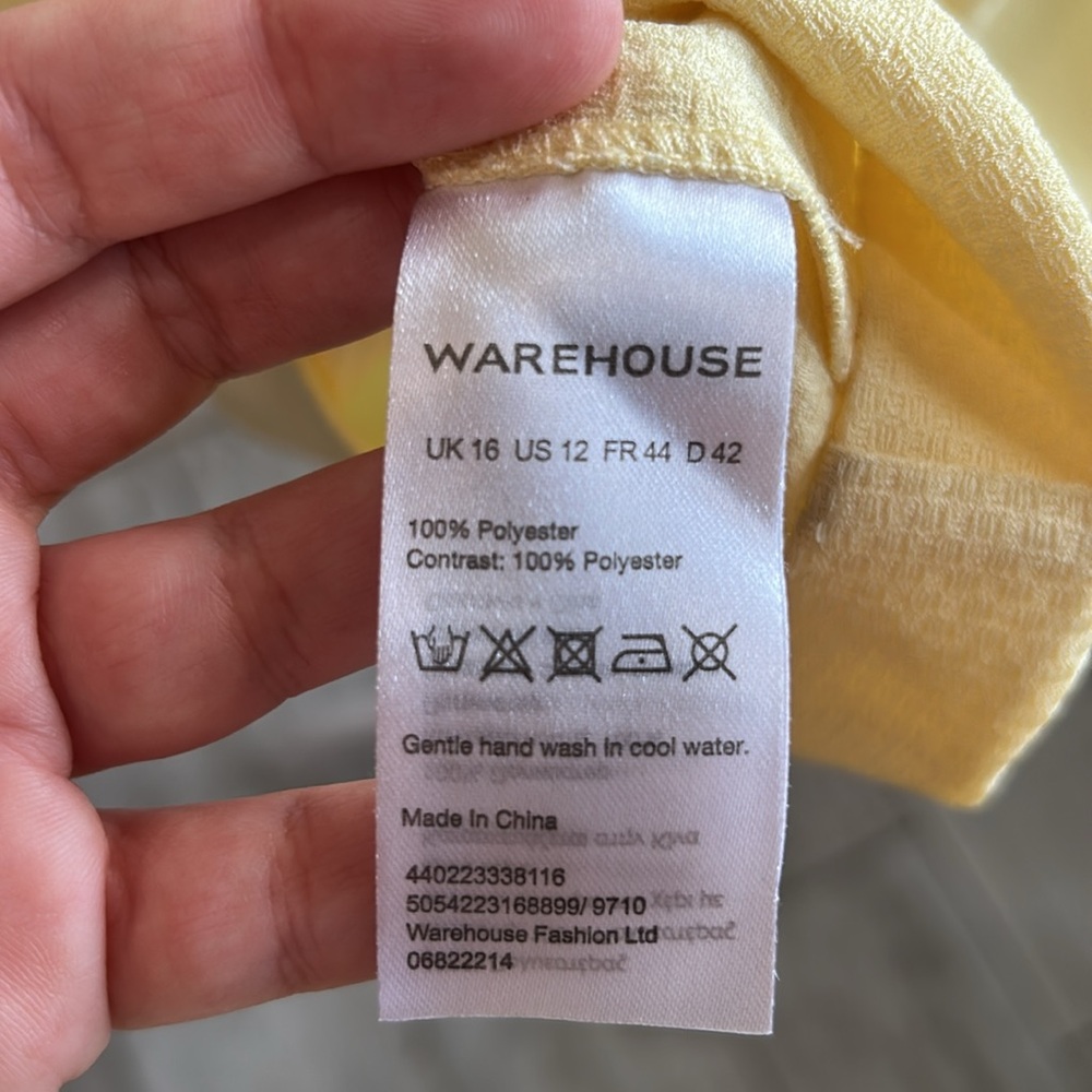 [WAREHOUSE] Yellow Mesh Overlay Dress - Size 12 - Picture 5 of 5